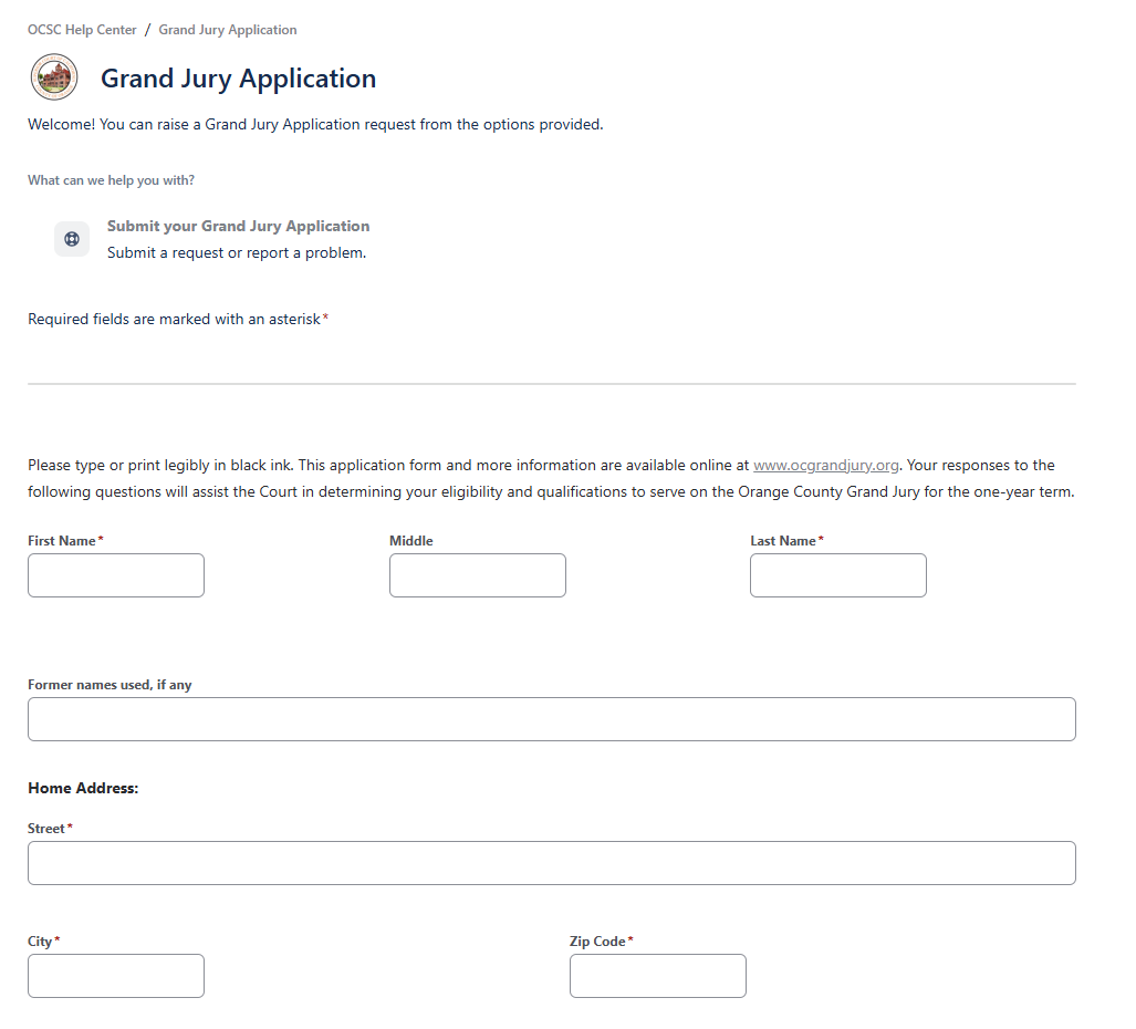 Application form